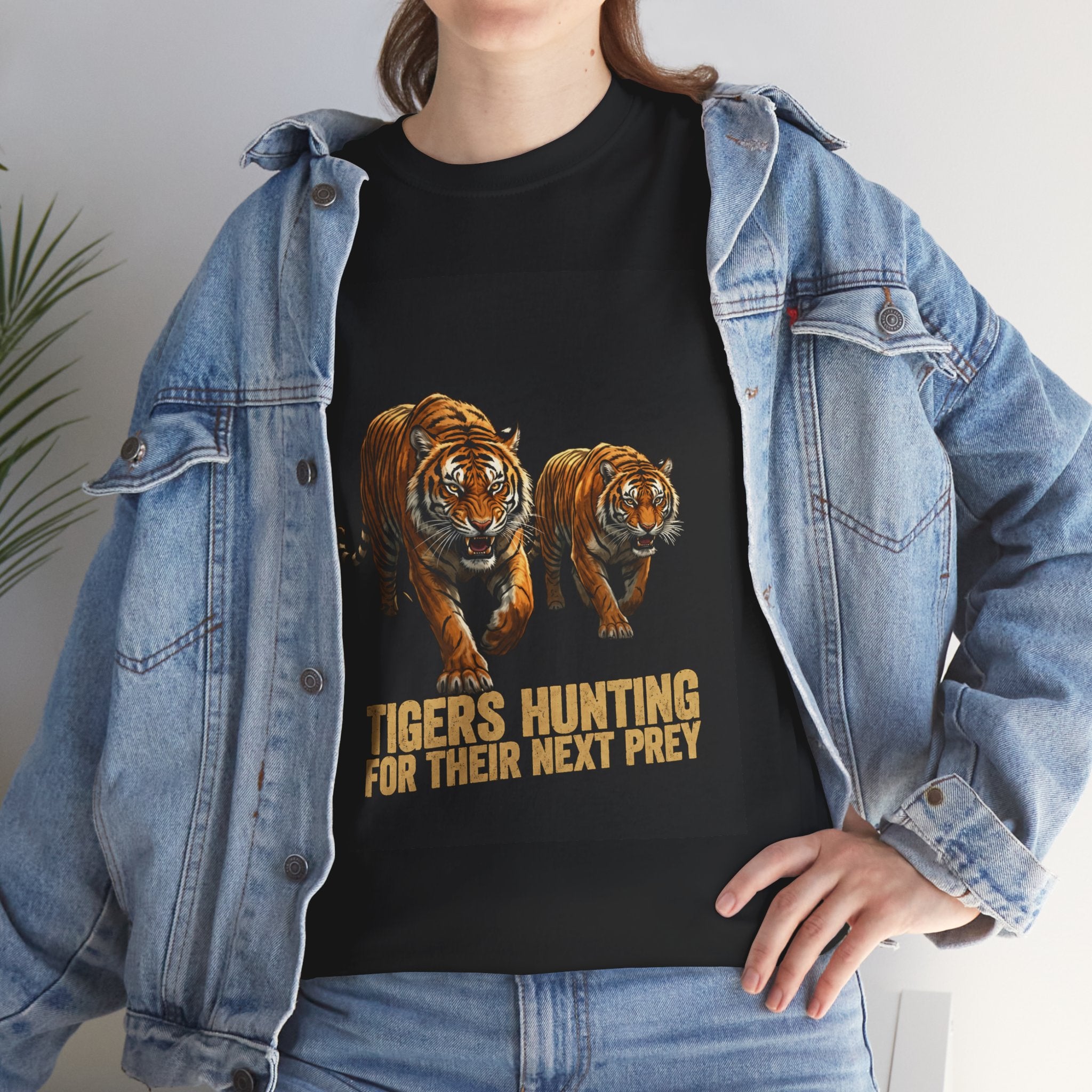 Tiger Hunting Graphic Tee — "Tigers Hunting For Their Next Prey" Vintage Wildlife T-Shirt