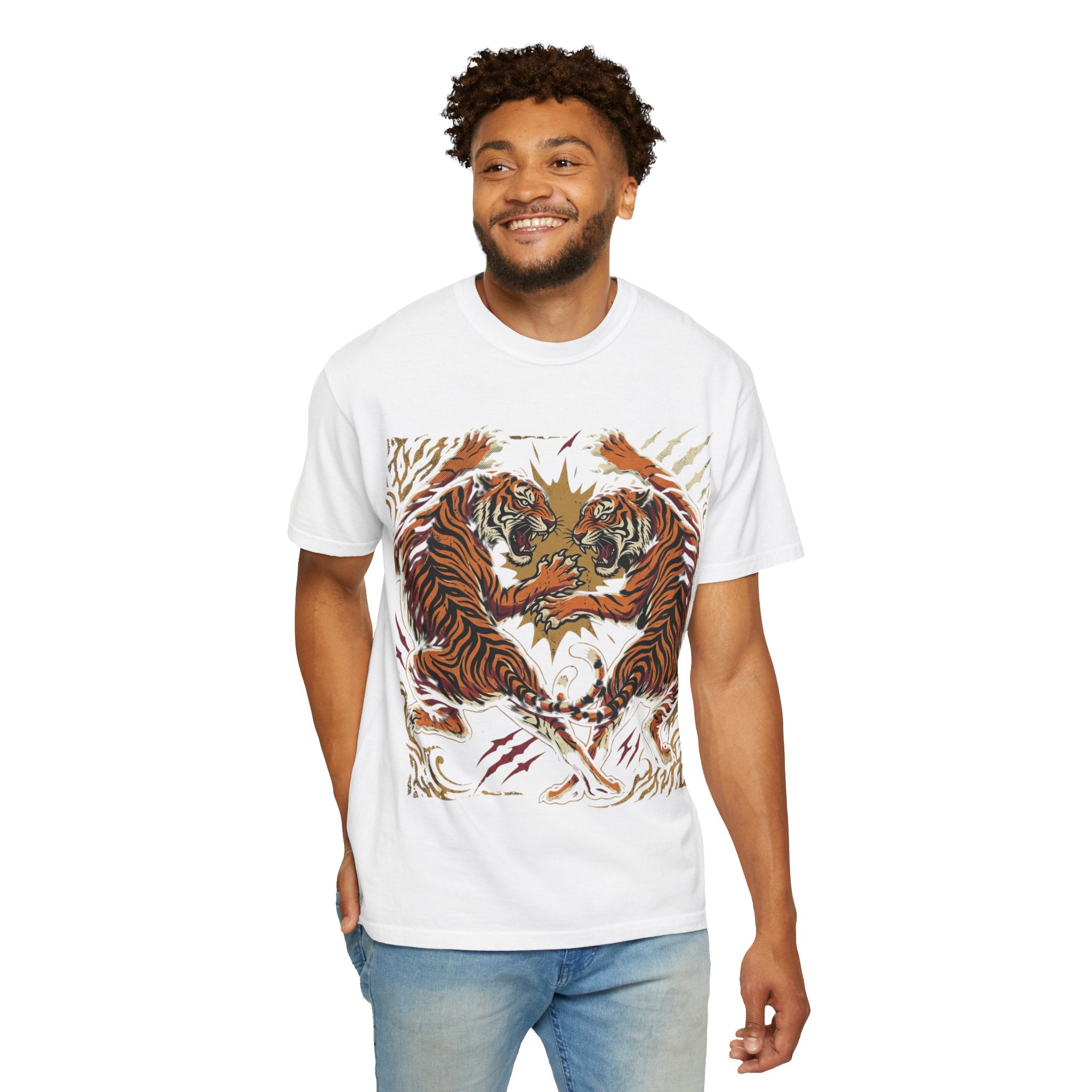 Tiger Clash Graphic T-Shirt — Vintage Fighting Tigers Design