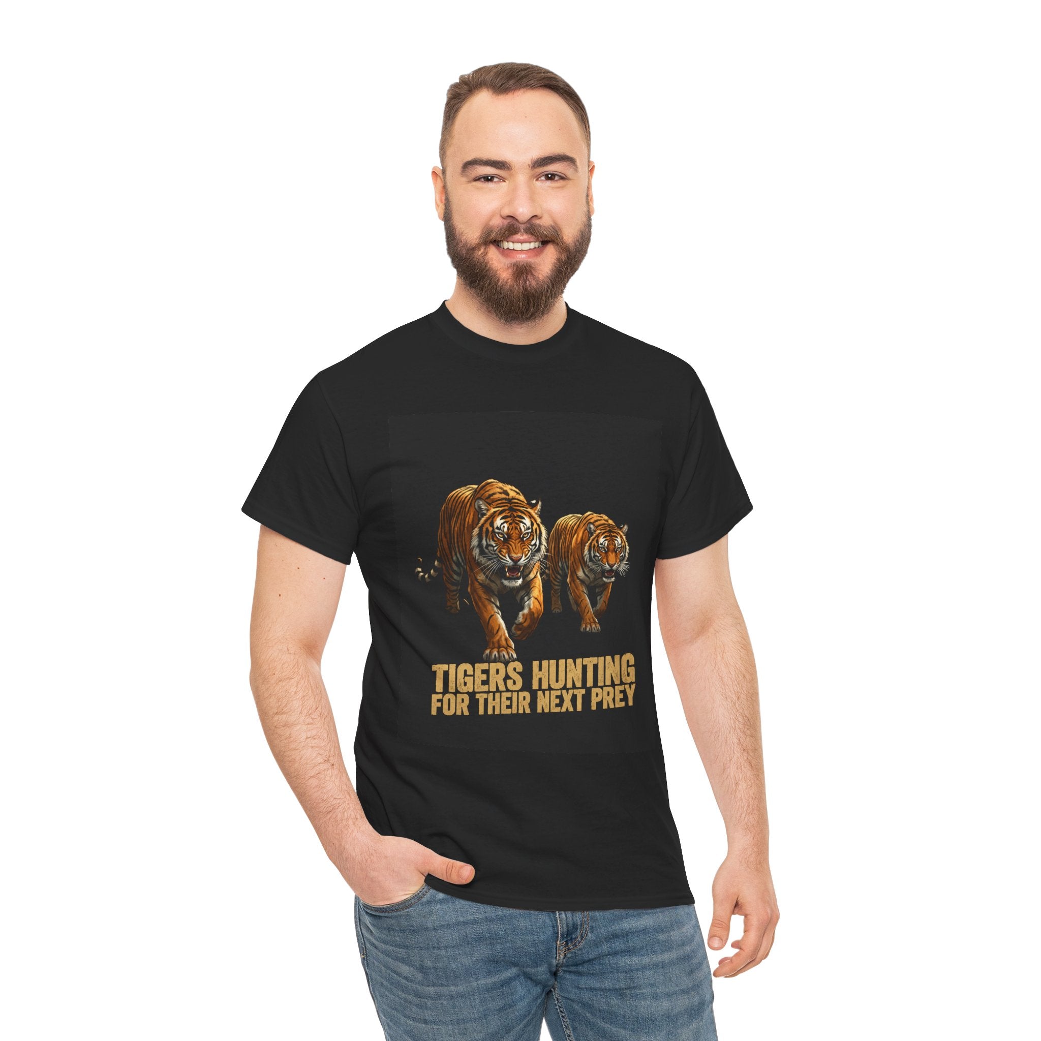 Tiger Hunting Graphic Tee — "Tigers Hunting For Their Next Prey" Vintage Wildlife T-Shirt